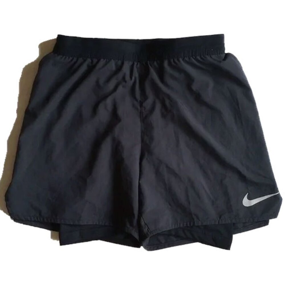 Nike Dri Fit 2-In-1 Running Shorts S Black Nylon Shell Biker Leggings